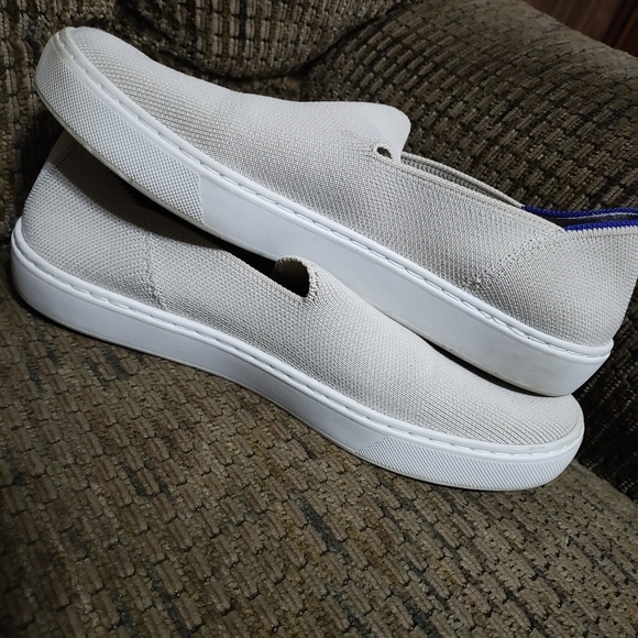 Rothy's Slip On Sneakers The Original Sand Beige Blue Women's Sz 8 Clean - Picture 10 of 11